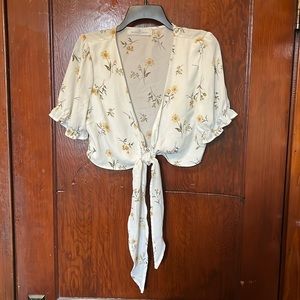 wild fern floral balloon sleeve blouse top